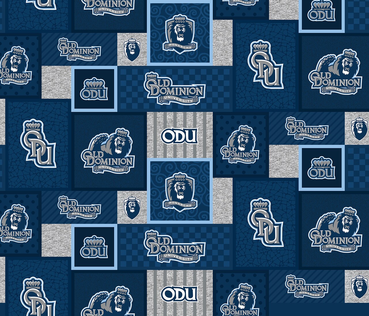 Sykel Enterprises-Old Dominion University Fleece Fabric-ODU Monarchs College Patch Fleece Blanket Fabric-Sold by the yard